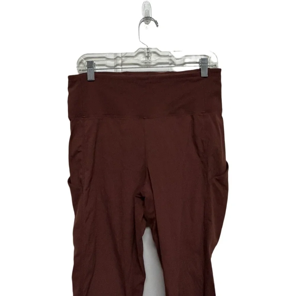 Athleta Trekkie Hybrid Crop Tight Size 8 Cognac Brown High Rise Pocket Athletic